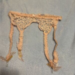 Felina pink Lace Garter with Satin Trim